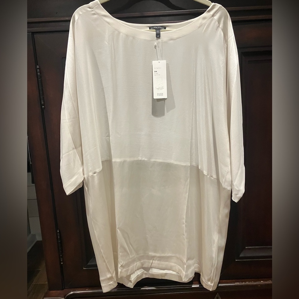 Beautiful Eileen Fisher Women's Silk Crepe de Chine Top New with Tags